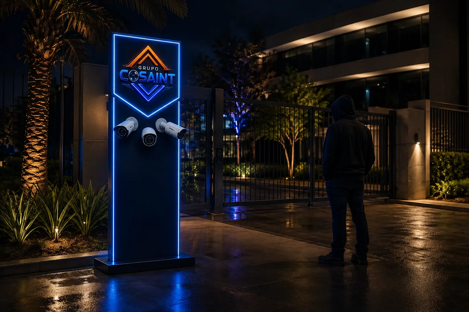 Totem Cosaint detectando uma presença suspeita no perímetro